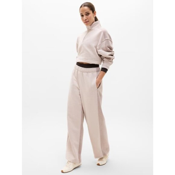 Athleta S Forever Fleece 1/4 Zip Sweatshirt Wildwood Heather Two Tone Small - Picture 2 of 5